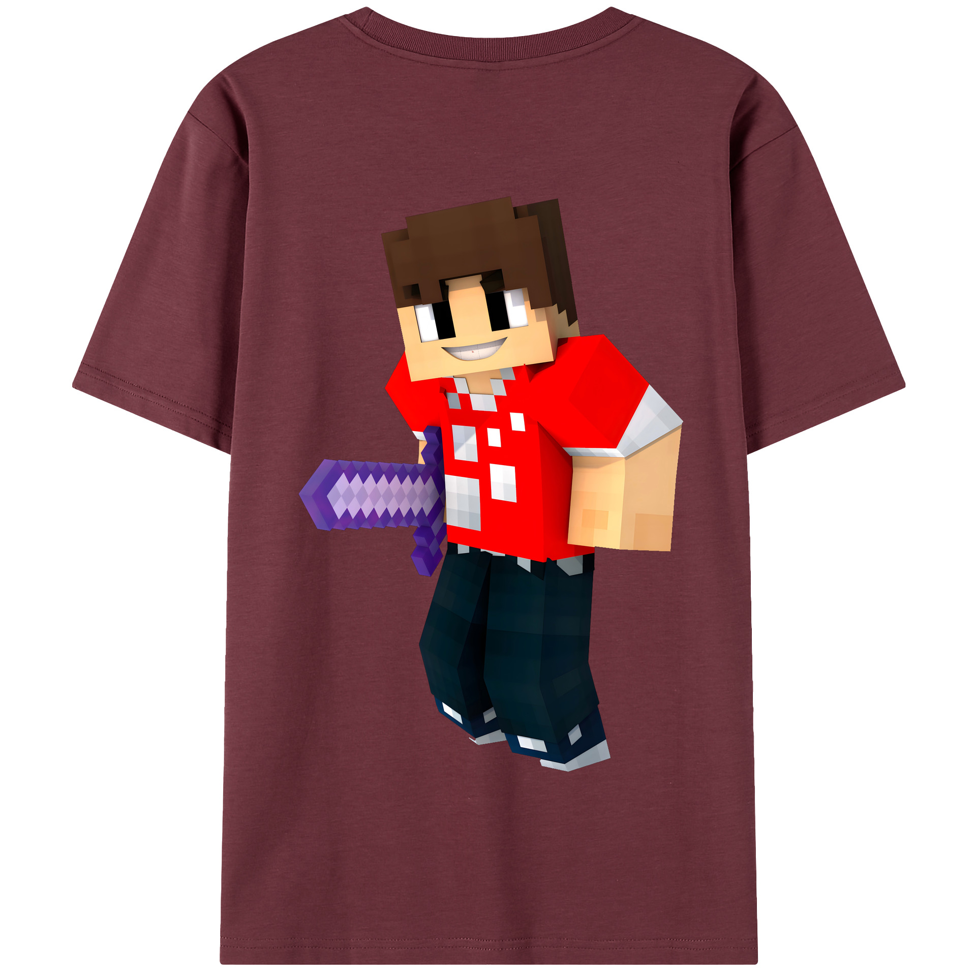 （画像用） マインクラフト ブロックの世界 Minecraft MC Block world 綿100％半袖Tシャツ（背面プリント）